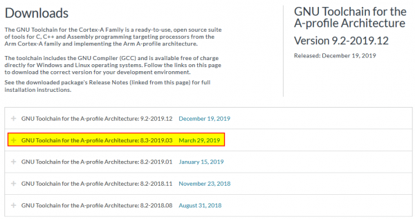 Arm toolchain 8.3 choice.png