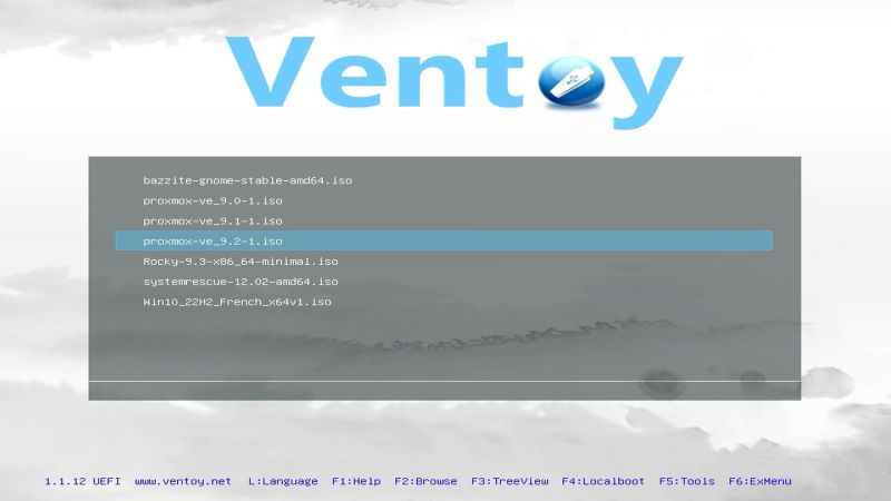 Fichier:Ventoy proxmox start.jpg